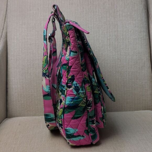 Vera Bradley Tropical Paradise Mailbag Crossbody Quilted Pink Floral Tote Bag - Picture 5 of 10